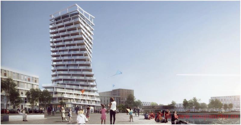 amonic + Masson＆Associés建造的扭曲高层住宅大楼