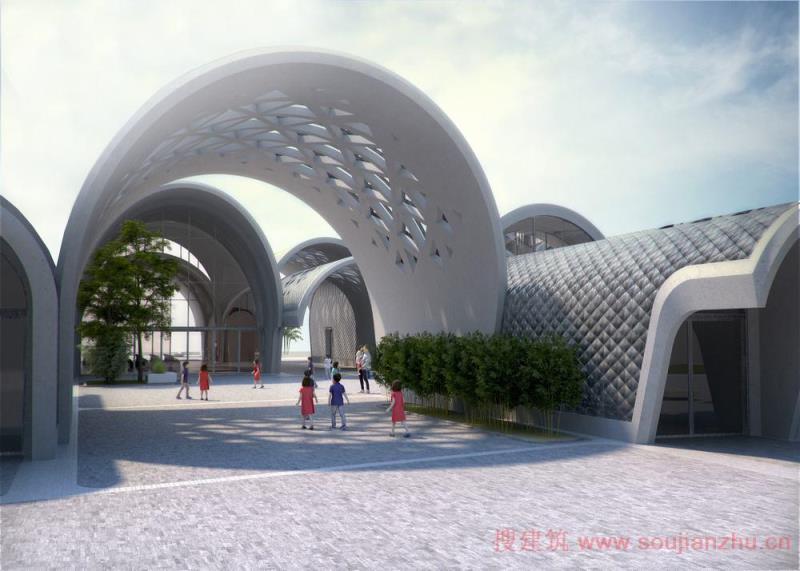 扎哈哈迪德事务所设计的拱形教育园区